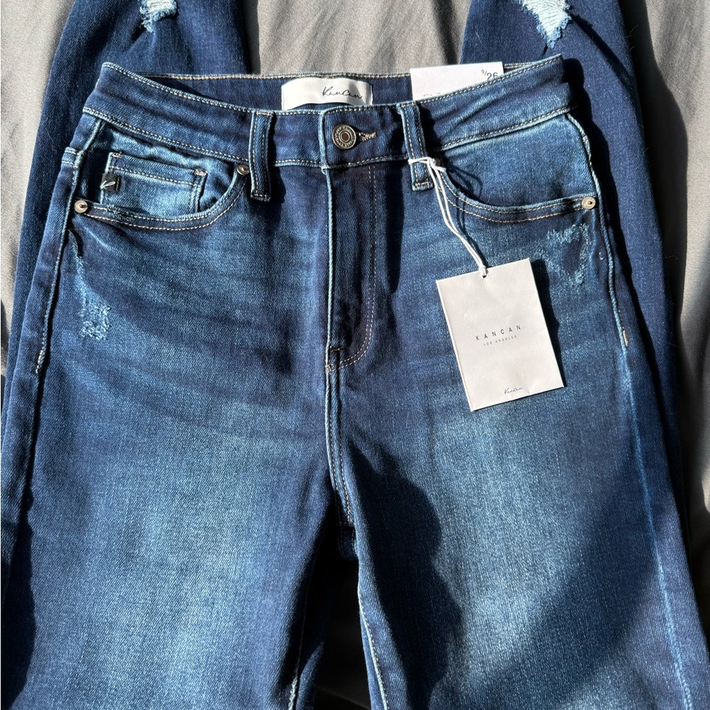 KanCan Blue High-Rise Ankle Skinny Jeans
